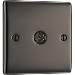 BG Electrical NBN60 Nexus Metal Black Nickel Single Co-Ax Aerial Socket for TV or FM