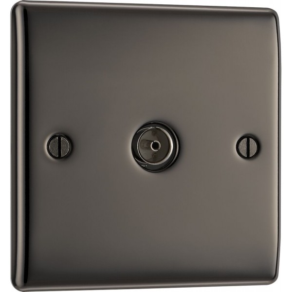 BG Electrical NBN60 Nexus Metal Black Nickel Single Co-Ax Aerial Socket for TV or FM