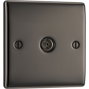 BG Electrical NBN60 Nexus Metal Black Nickel Single Co-Ax Aerial Socket for TV or FM