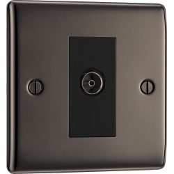 BG Electrical NBN62 Nexus Metal Black Nickel Single Isolated Co-Ax Aerial Socket for TV or FM