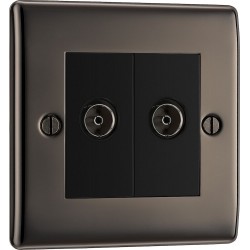 BG Electrical NBN63 Nexus Metal Black Nickel Double Isolated Co-Ax Aerial Socket for TV or FM