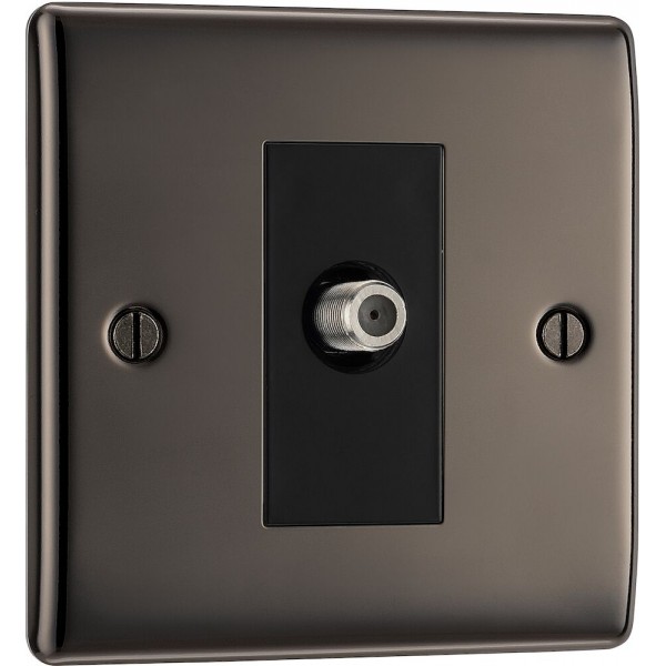 BG Electrical NBN64 Nexus Metal Black Nickel Single Satellite Socket