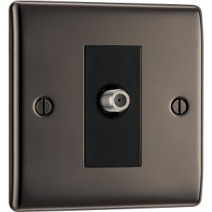 BG Electrical NBN64 Nexus Metal Black Nickel Single Satellite Socket