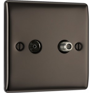 BG Electrical NBN65 Nexus Metal Black Nickel TV/FM/SAT Co-Ax Socket