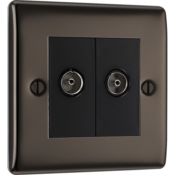 BG Electrical NBN66 Nexus Metal Black Nickel Diplex TV/FM Socket