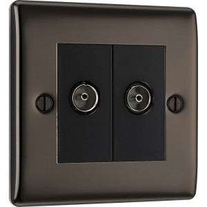 BG Electrical NBN66 Nexus Metal Black Nickel Diplex TV/FM Socket