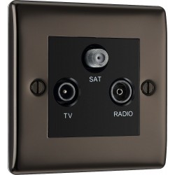 BG Electrical NBN67 Nexus Metal Black Nickel Screen Triplex TV/FM/SAT Socket