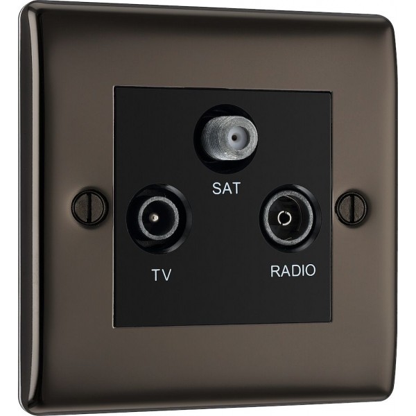 BG Electrical NBN67 Nexus Metal Black Nickel Screen Triplex TV/FM/SAT Socket