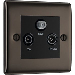 BG Electrical NBN67 Nexus Metal Black Nickel Screen Triplex TV/FM/SAT Socket