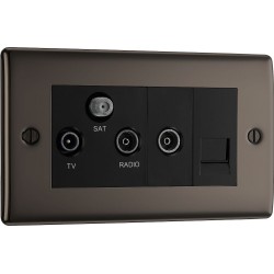 BG Electrical NBN68 Nexus Metal Black Nickel Screened Triplex TV/FM/SAT Socket With BT Return