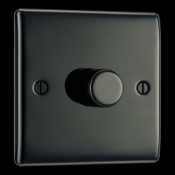 BG Electrical NBN81 Nexus Metal Black Nickel Single Dimmer Switch 2 Way Trailing Edge 200W