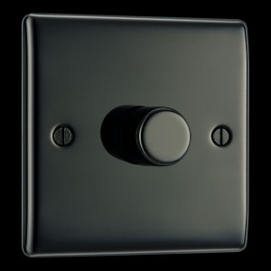 BG Electrical NBN81 Nexus Metal Black Nickel Single Dimmer Switch 2 Way Trailing Edge 200W