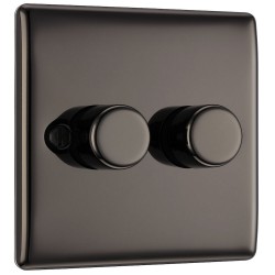 BG Electrical NBN82 Nexus Metal Black Nickel Double Dimmer Switch 2 Way Trailing Edge 200W