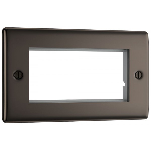 BG Electrical NBNEMR4 Nexus Metal Black Nickel Rectangular Euro Module Front Plate 4 Module