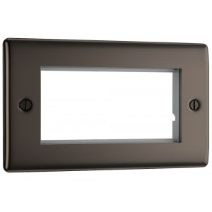 BG Electrical NBNEMR4 Nexus Metal Black Nickel Rectangular Euro Module Front Plate 4 Module