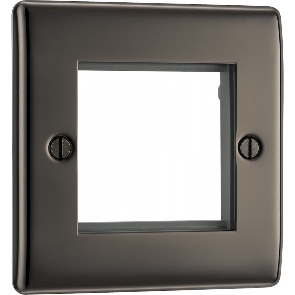 BG Electrical NBNEMS2 Nexus Metal Black Nickel Square Euro Module Front Plate 2 Module