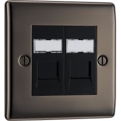 BG Electrical NBNRJ452 Nexus Metal Black Nickel Double RJ45 Telephone Socket IDC Type
