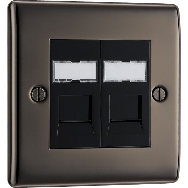 BG Electrical NBNRJ452 Nexus Metal Black Nickel Double RJ45 Telephone Socket IDC Type
