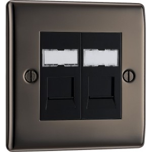 BG Electrical NBNRJ452 Nexus Metal Black Nickel Double RJ45 Telephone Socket IDC Type