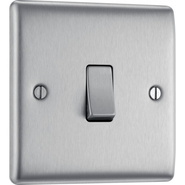 BG Electrical NBS12 Nexus Metal Brushed Steel 20A 16AX Single Switch 2 Way