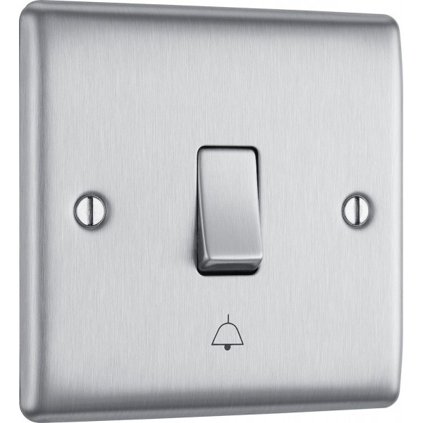 BG Electrical NBS14 Nexus Metal Brushed Steel 10AX Bell Push Switch
