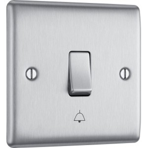 BG Electrical NBS14 Nexus Metal Brushed Steel 10AX Bell Push Switch