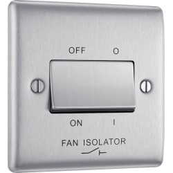 BG Electrical NBS15 Nexus Metal Brushed Steel 10AX Triple Pole Fan Isolator Switch