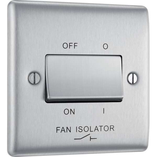 BG Electrical NBS15 Nexus Metal Brushed Steel 10AX Triple Pole Fan Isolator Switch