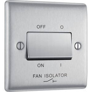 BG Electrical NBS15 Nexus Metal Brushed Steel 10AX Triple Pole Fan Isolator Switch