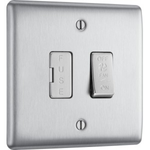 BG Electrical NBS15F Nexus Metal Brushed Steel 10A Triple Pole Fused Fan Isolator Switch