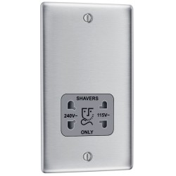 BG Electrical NBS20G Nexus Metal Brushed Steel Shaver Socket Dual Voltage 115/240V Grey Insert