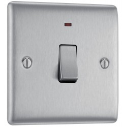 BG Electrical NBS31 Nexus Metal Brushed Steel 20A Double Pole Switch With LED Indicator