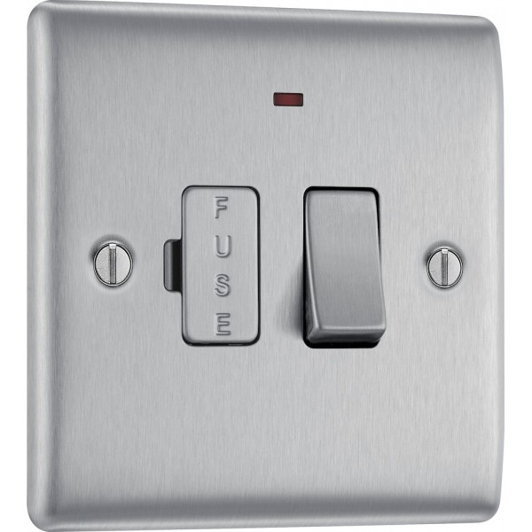 BG Electrical NBS52 Nexus Metal Brushed Steel 13A Switched Fused Connection Unit with LED Indicator