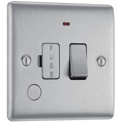 BG Electrical NBS53 Nexus Metal Brushed Steel 13A Switched Fused Connection Unit with LED Indicator and Flex Outlet