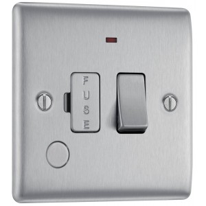 BG Electrical NBS53 Nexus Metal Brushed Steel 13A Switched Fused Connection Unit with LED Indicator and Flex Outlet