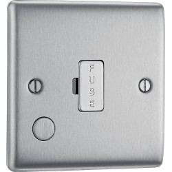 BG Electrical NBS55 Nexus Metal Brushed Steel 13A Unswitched Fused Connection Unit with Flex Outlet
