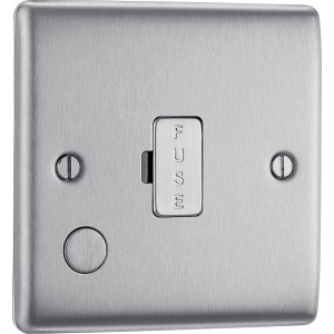 BG Electrical NBS55 Nexus Metal Brushed Steel 13A Unswitched Fused Connection Unit with Flex Outlet
