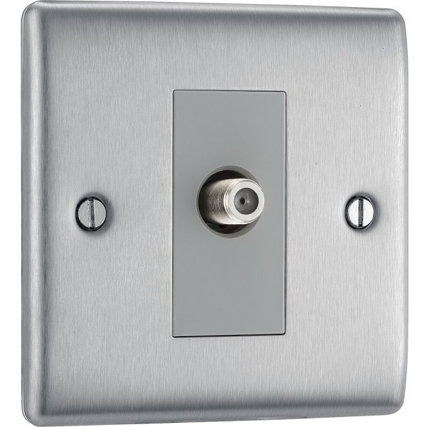 BG Electrical NBS64 Nexus Metal Brushed Steel Single Satellite Socket