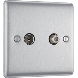 BG Electrical NBS65 Nexus Metal Brushed Steel TV/FM/SAT Co-Ax Socket