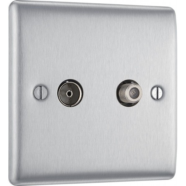 BG Electrical NBS65 Nexus Metal Brushed Steel TV/FM/SAT Co-Ax Socket