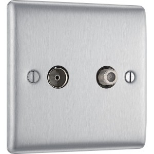 BG Electrical NBS65 Nexus Metal Brushed Steel TV/FM/SAT Co-Ax Socket