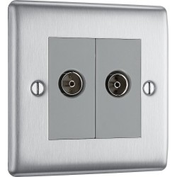 BG Electrical NBS66 Nexus Metal Brushed Steel Diplex TV/FM Socket