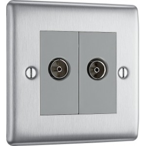 BG Electrical NBS66 Nexus Metal Brushed Steel Diplex TV/FM Socket