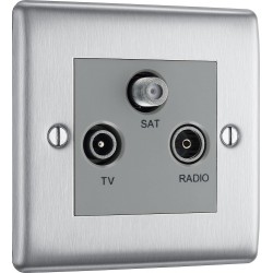 BG Electrical NBS67 Nexus Metal Brushed Steel Screen Triplex TV/FM/SAT Socket