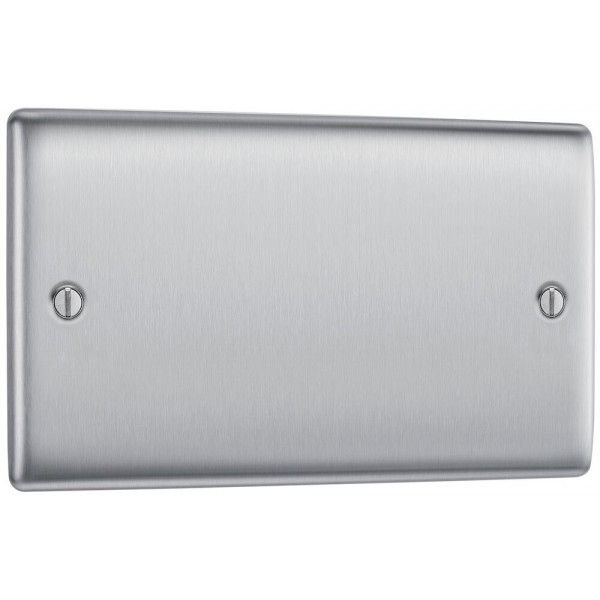 BG Electrical NBS95 Nexus Metal Brushed Steel Double Blank Plate