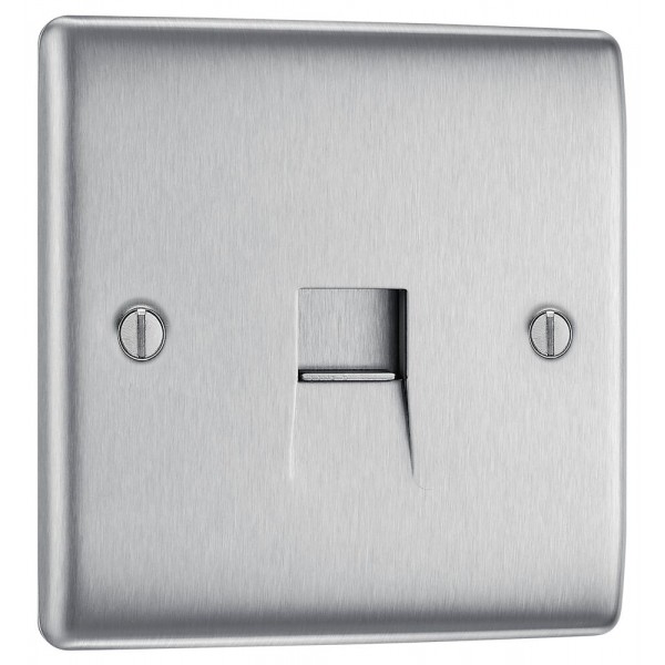 BG Electrical NBSBTM1 Nexus Metal Brushed Steel Single Master Telephone Socket Screw Type
