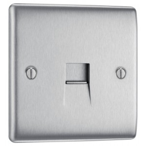 BG Electrical NBSBTM1 Nexus Metal Brushed Steel Single Master Telephone Socket Screw Type