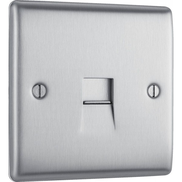 BG Electrical NBSBTS1 Nexus Metal Brushed Steel Single Secondary Telephone Socket Screw Type