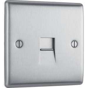 BG Electrical NBSBTS1 Nexus Metal Brushed Steel Single Secondary Telephone Socket Screw Type
