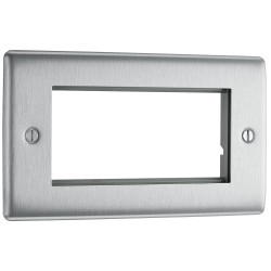 BG Electrical NBSEMR4 Nexus Metal Brushed Steel Rectangular Euro Module Front Plate 4 Module